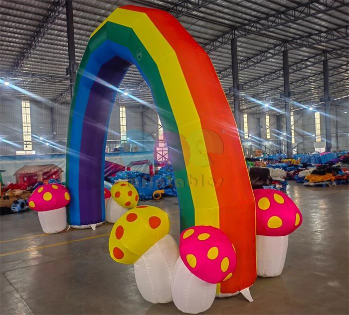 Inflatable Rainbow Mushroom Arch